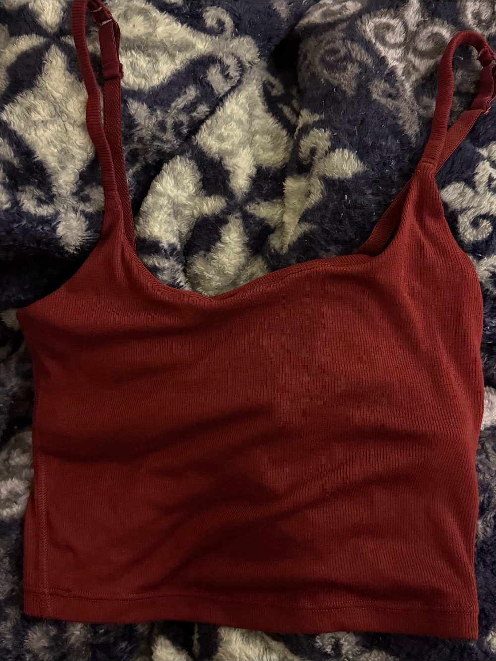 Ribbed Burgundy Crop Tank Top